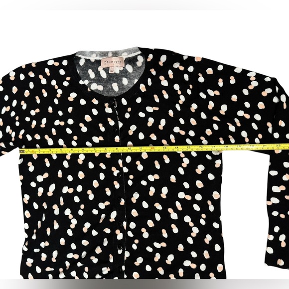 Women's Philosophy Black White & Peach Button Up Cardigan Sweater size L - Picture 9 of 10